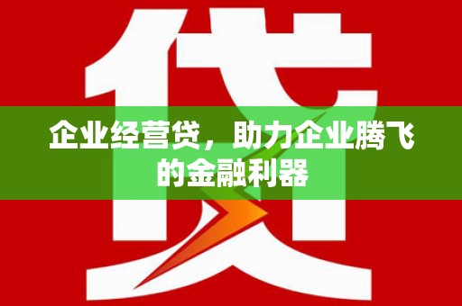 济宁企业经营贷，助力企业腾飞的金融利器