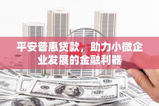 济宁平安普惠贷款，助力小微企业发展的金融利器