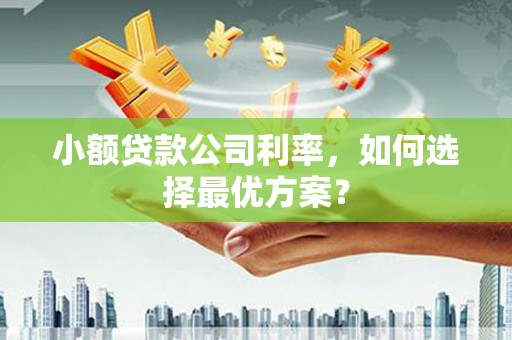 济宁小额贷款公司利率，如何选择最优方案？