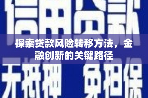 济宁探索贷款风险转移方法，金融创新的关键路径