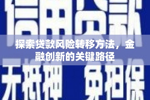 济宁探索贷款风险转移方法，金融创新的关键路径