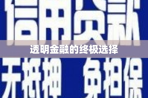 济宁透明金融的终极选择
